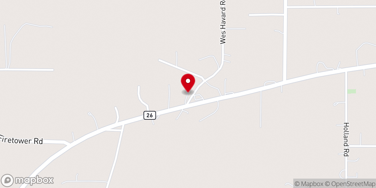 Map showing location of Shady Grove Community Center