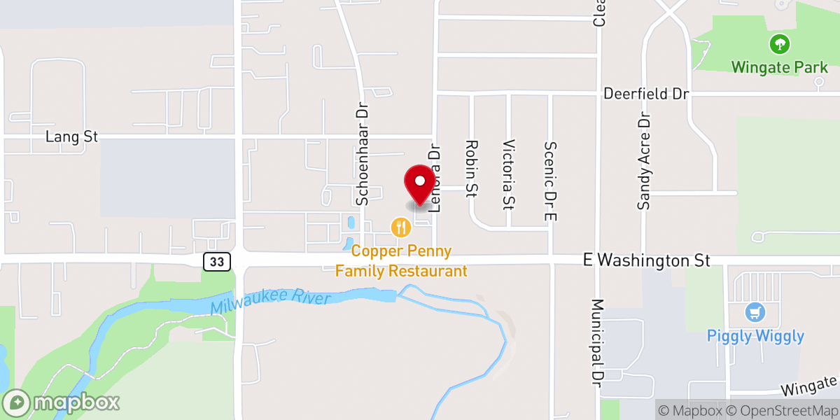 Map showing location of Kettle Moraine Bible Church