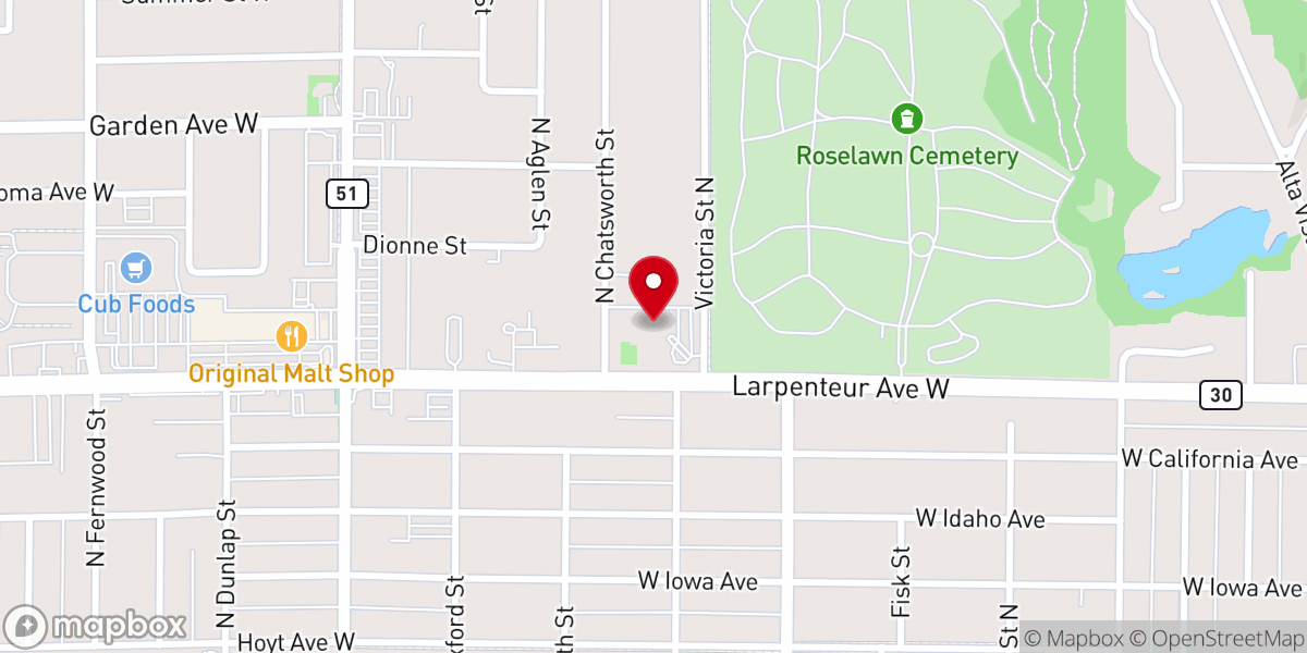 Map showing location of New Life Presbyterian Church