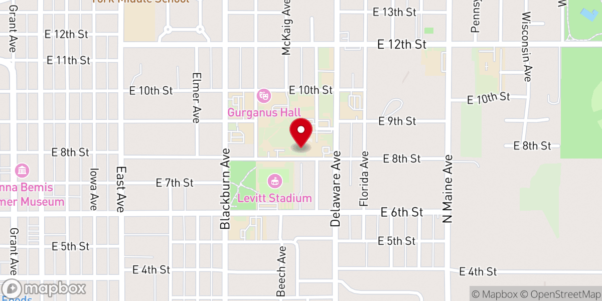 Map showing location of York University - Nebraska