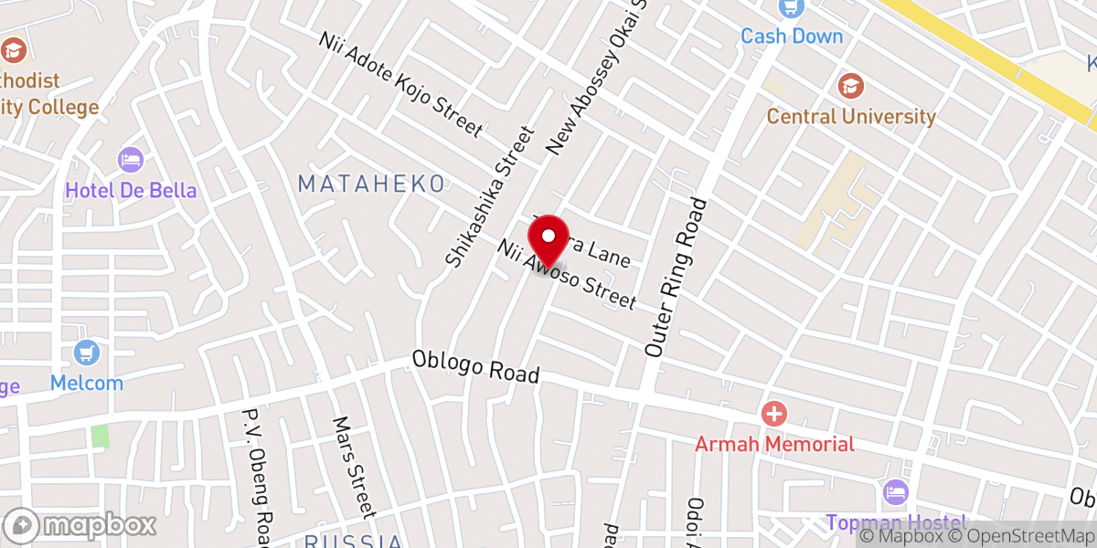 Map showing location of Seventh Day Baptist Church, Mataheko-Ghana