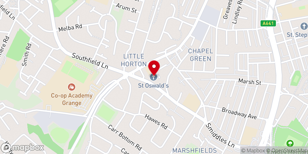 Map showing location of St Oswald's Church