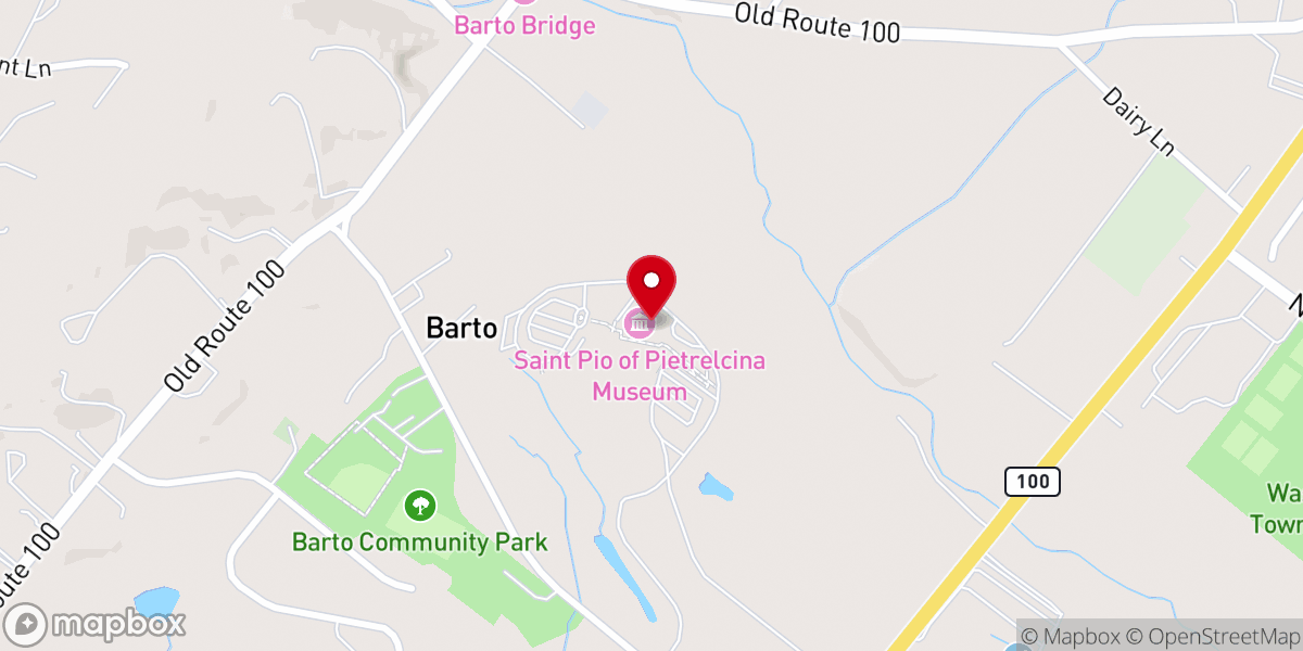 Map showing location of Saint Padre Pio Shrine
