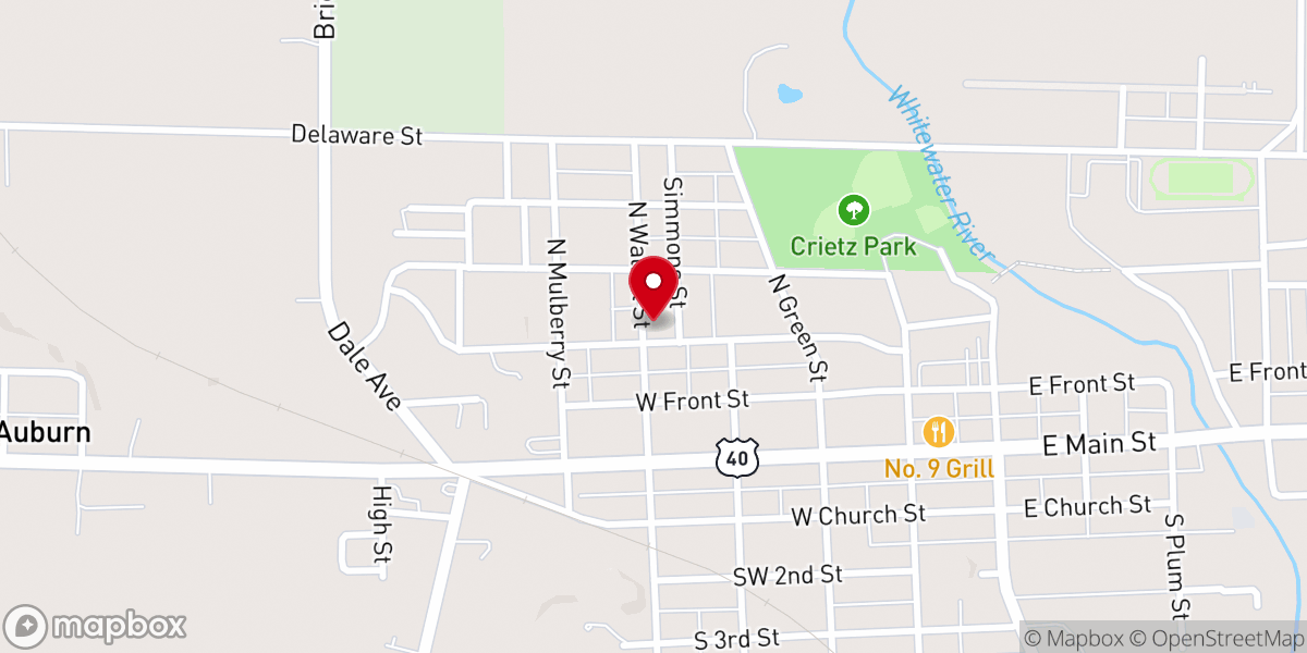 Map showing location of St-Elizabeth of Hungary Catholic Church in Cambridge City, Indiana