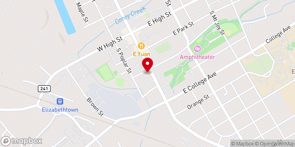 Map showing location of First Church of God of Elizabethtown