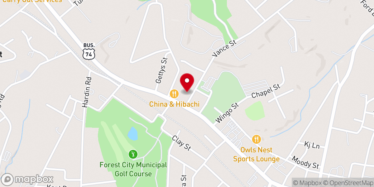Map showing location of First Presbyterian Church