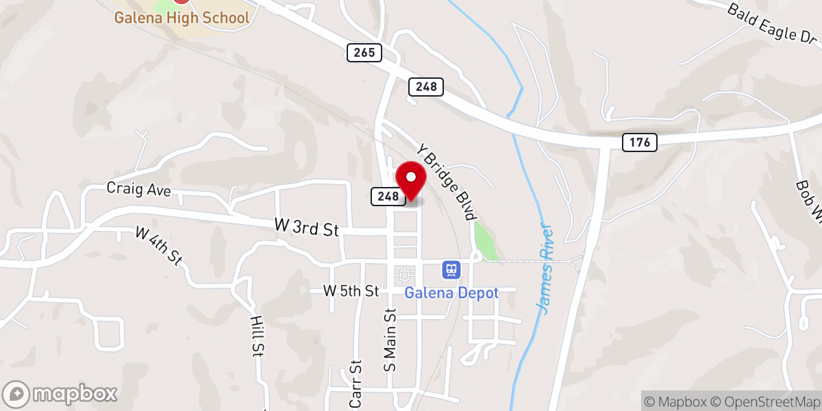 Map showing location of Galena Community Church