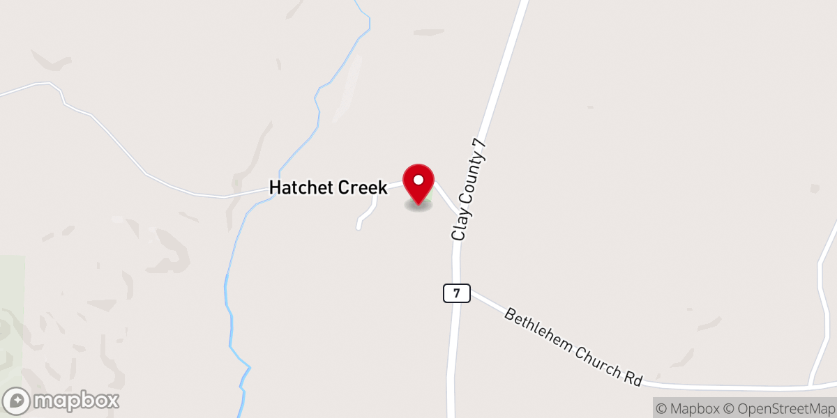 Map showing location of Hatchett Creek Baptist Church