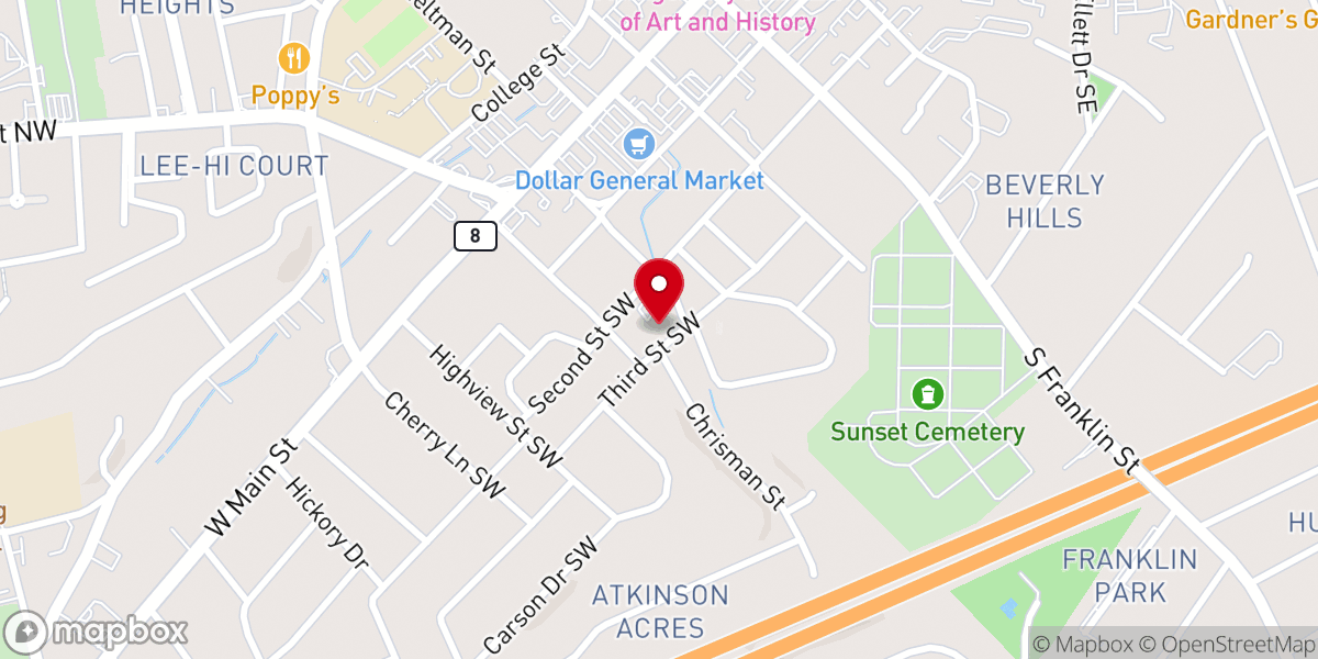 Map showing location of Faith Christian Church
