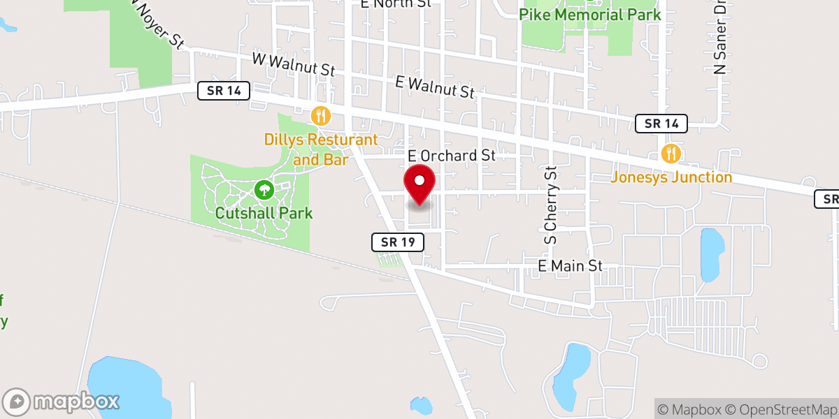 Map showing location of Akron Church of God