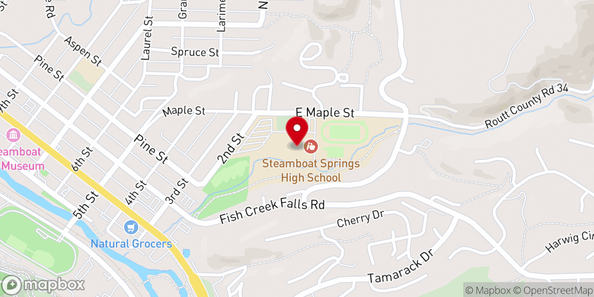 Map showing location of Steamboat Springs High School