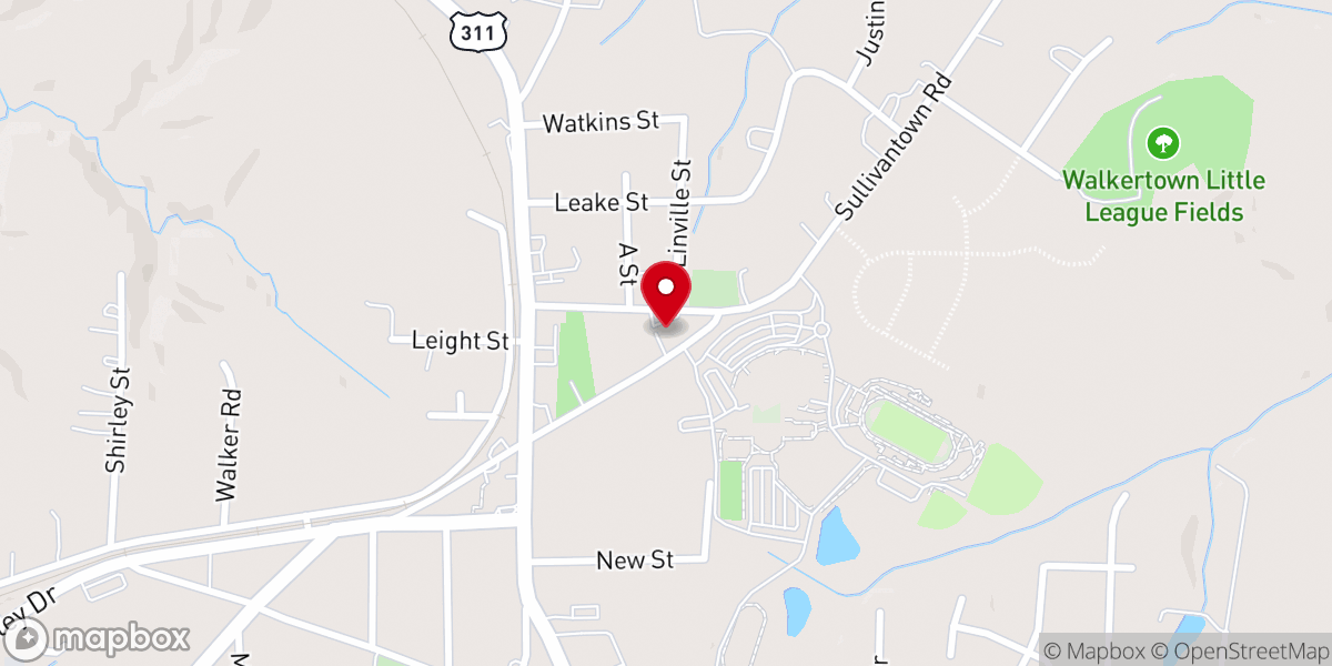 Map showing location of REVO Church - Walkertown Campus