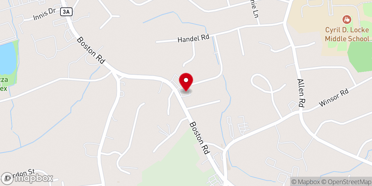 Map showing location of Boston Joyful Church (보스턴 조이플 교회)