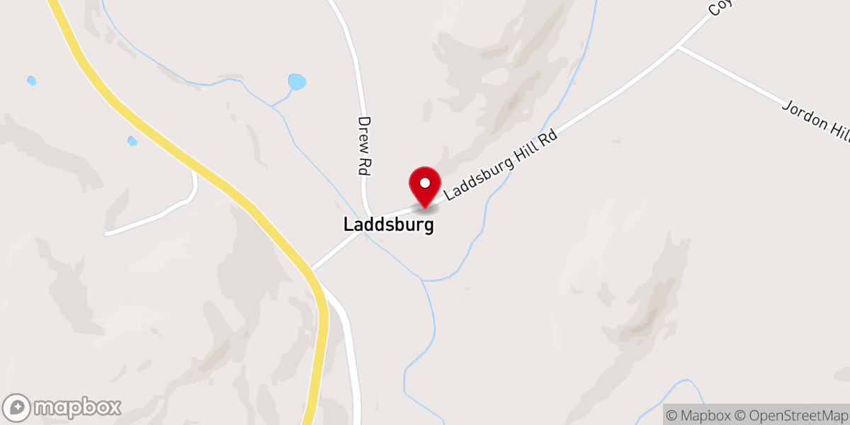 Map showing location of Laddsburg Church