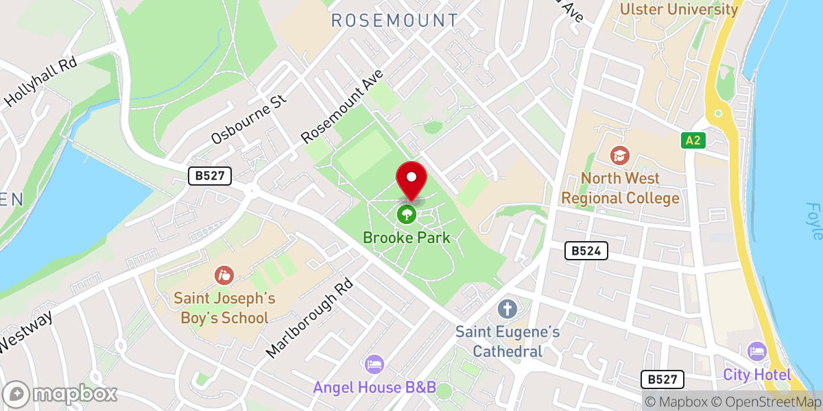 Map showing location of Brooke Park Derry