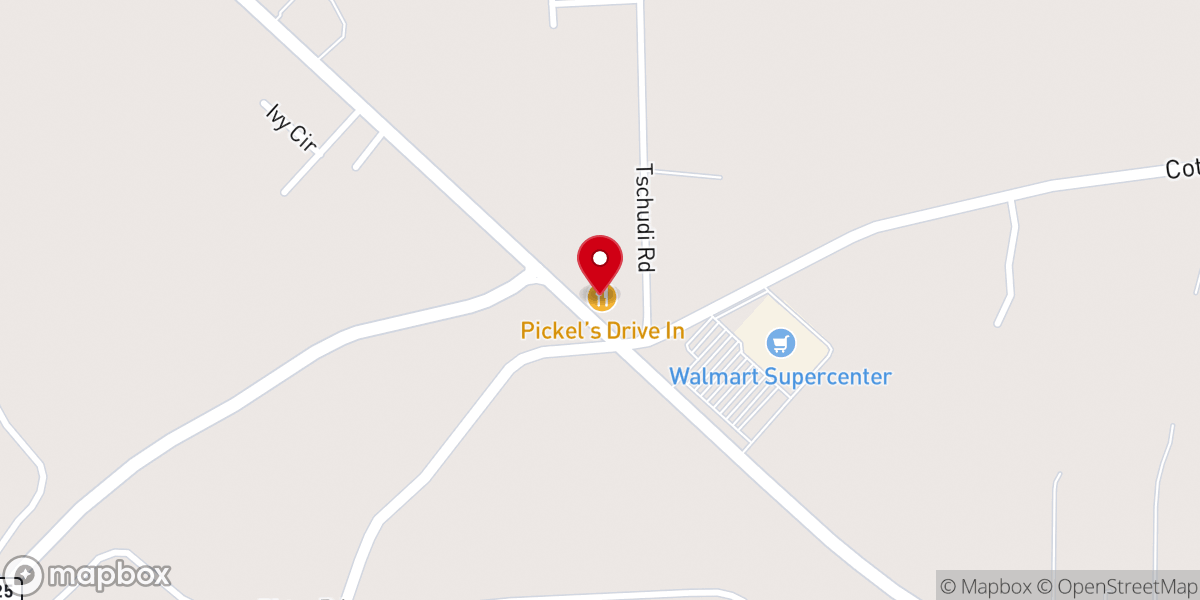 Map showing location of Pickle's Drive-In