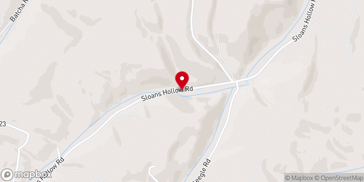 Map showing location of Sloan Hollow Church