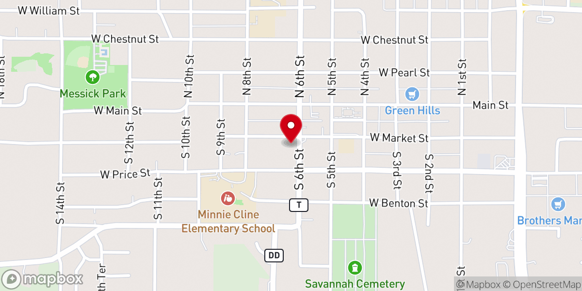 Map showing location of First Presbyterian Church
