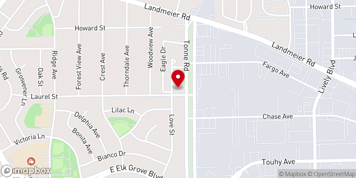 Map showing location of First Baptist Church of Elk Grove