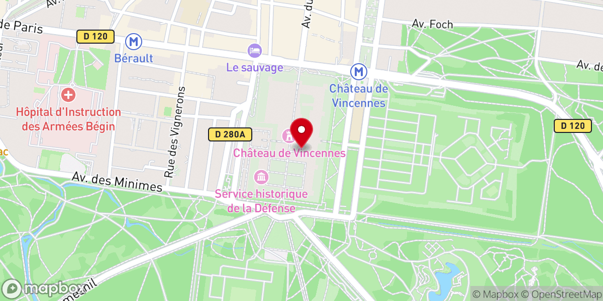 Map showing location of Sainte-Chapelle de Vincennes