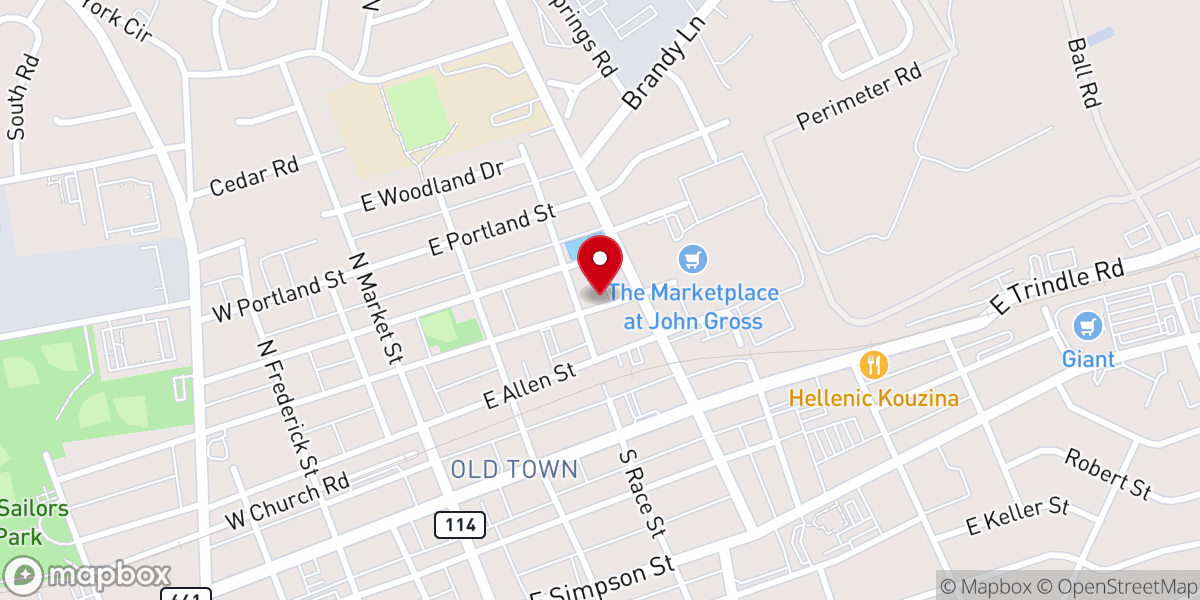 Map showing location of First Church of God Community Center