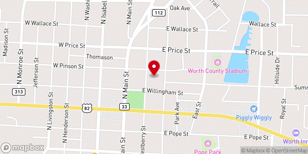 Map showing location of Northside Baptist Church