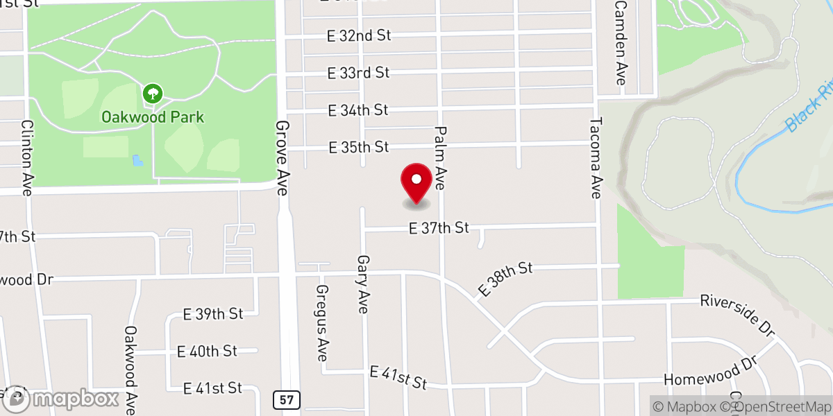 Map showing location of Lorain Baptist Church