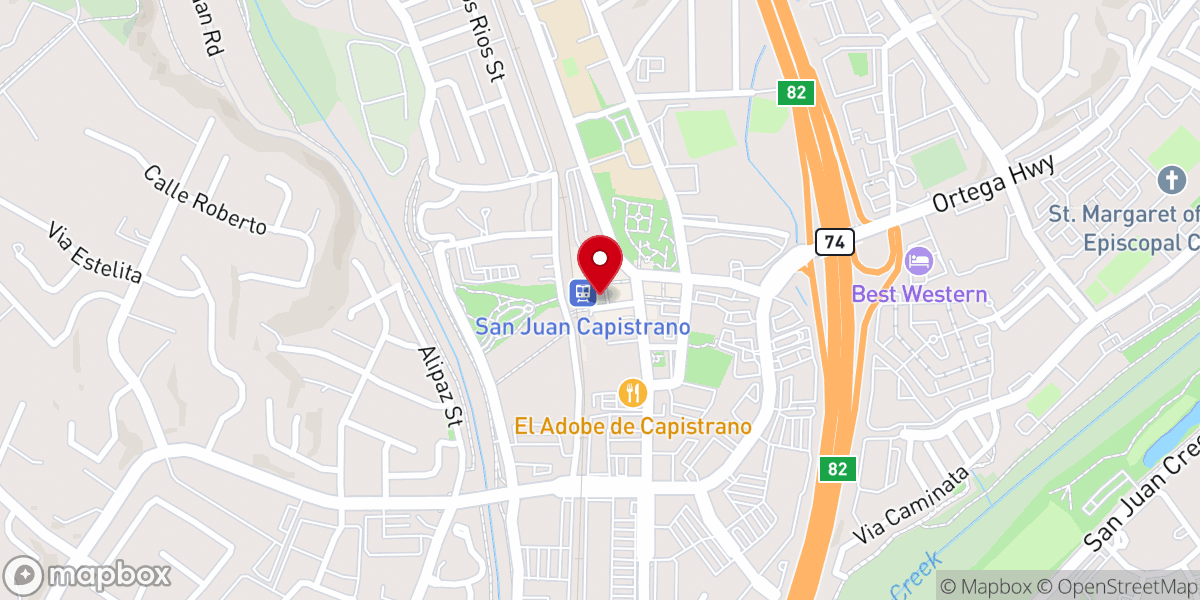 Map showing location of Rancho Capistrano Winery