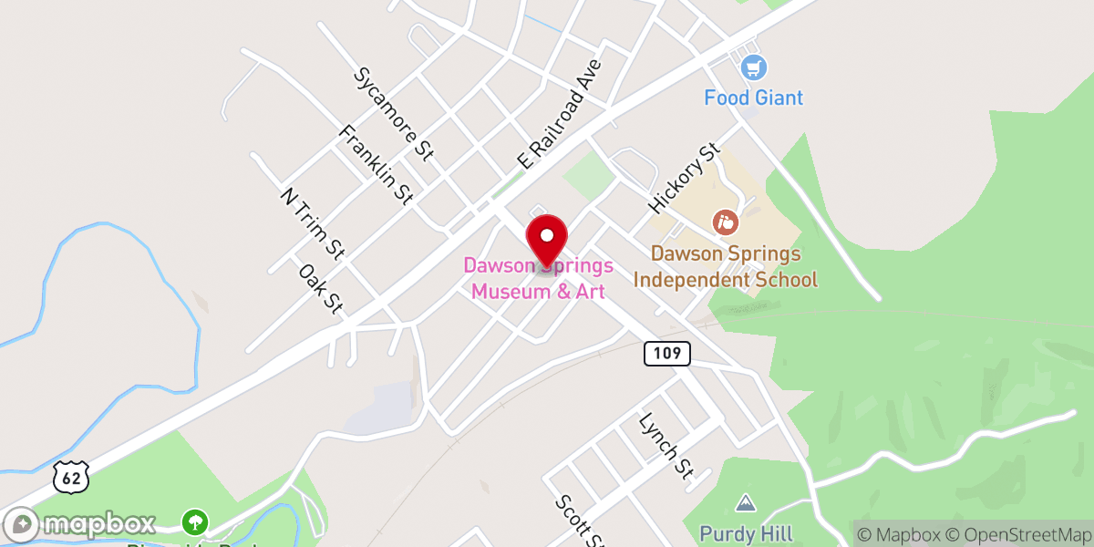 Map showing location of Church of Christ at Dawson Springs