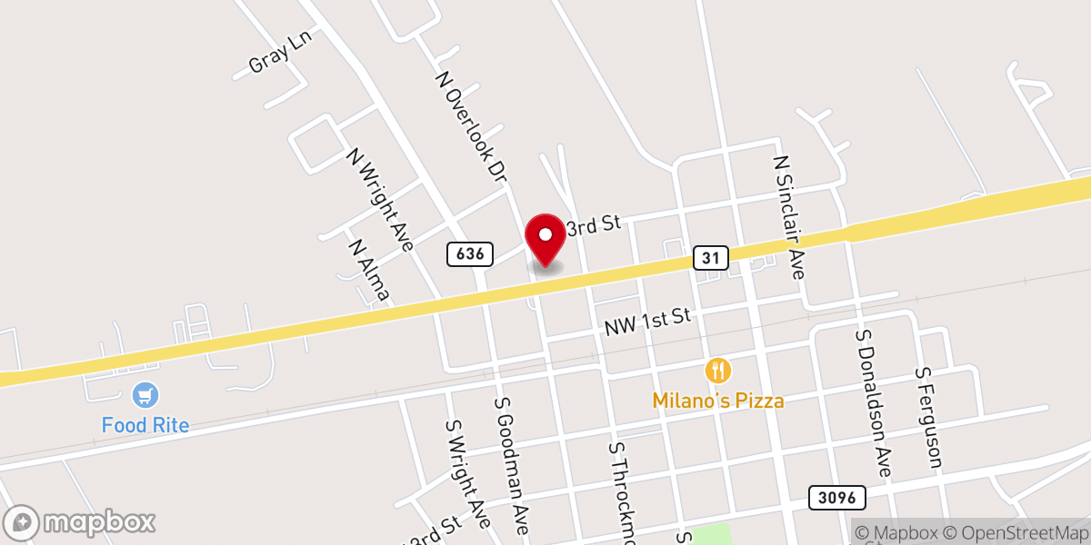 Map showing location of Missionary Baptist Church