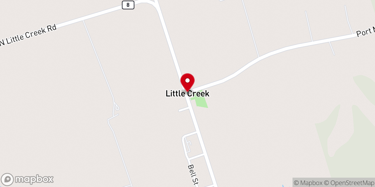 Map showing location of Little Creek