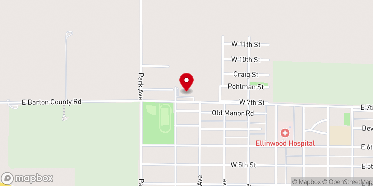 Map showing location of Immanuel United Church of Christ Ellinwood Food Bank - Food Distribution Center