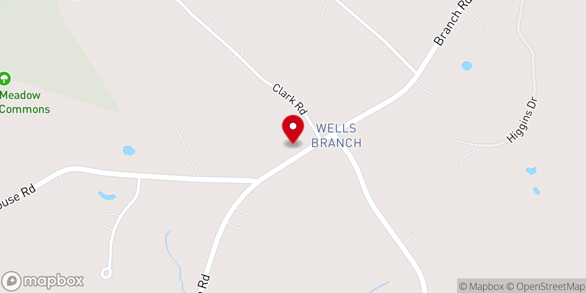 Map showing location of Wells Branch Baptist Church