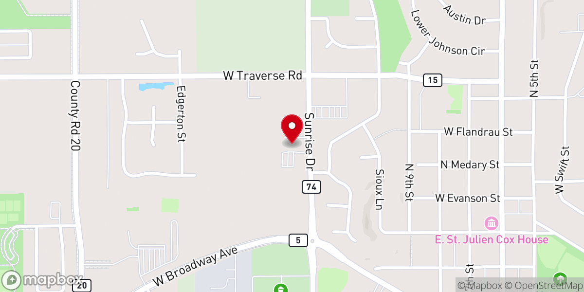 Map showing location of Sunrise Church