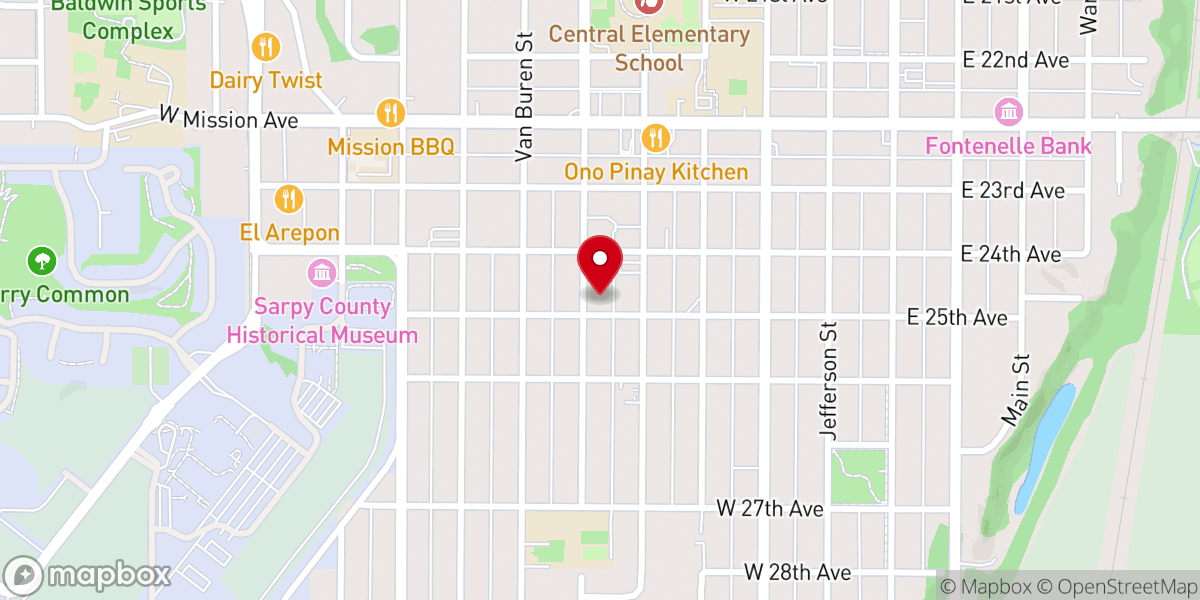 Map showing location of Bellevue Christian Church