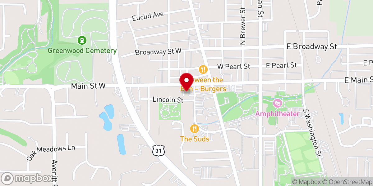 Map showing location of Church of Christ in Greenwood Indiana Inc