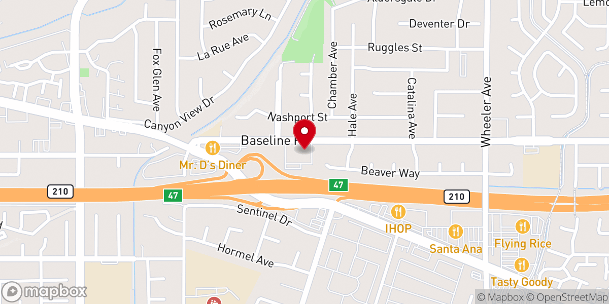 Map showing location of La Verne Heights Presbyterian Church