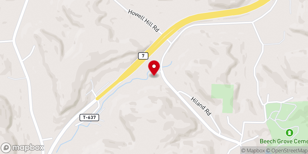 Map showing location of Hiland Chapel Methodist Church