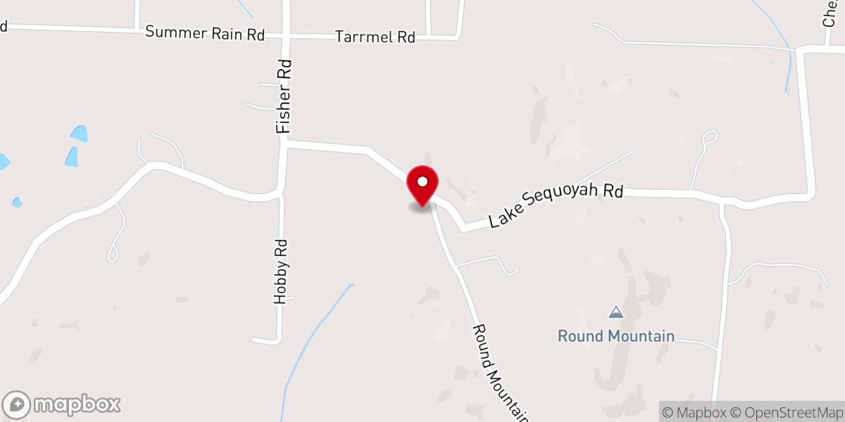 Map showing location of Round Mountain Community Church