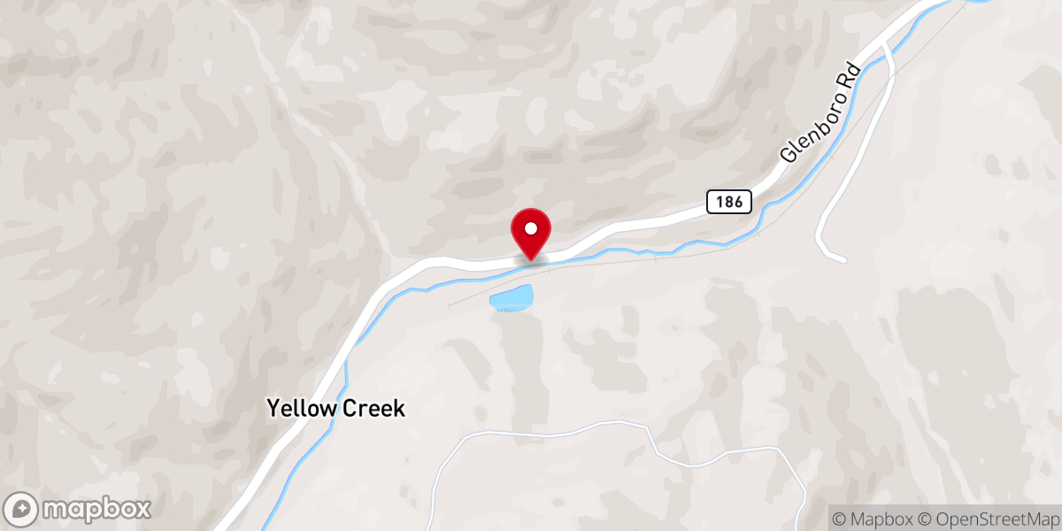 Map showing location of Bennetts Fork Church