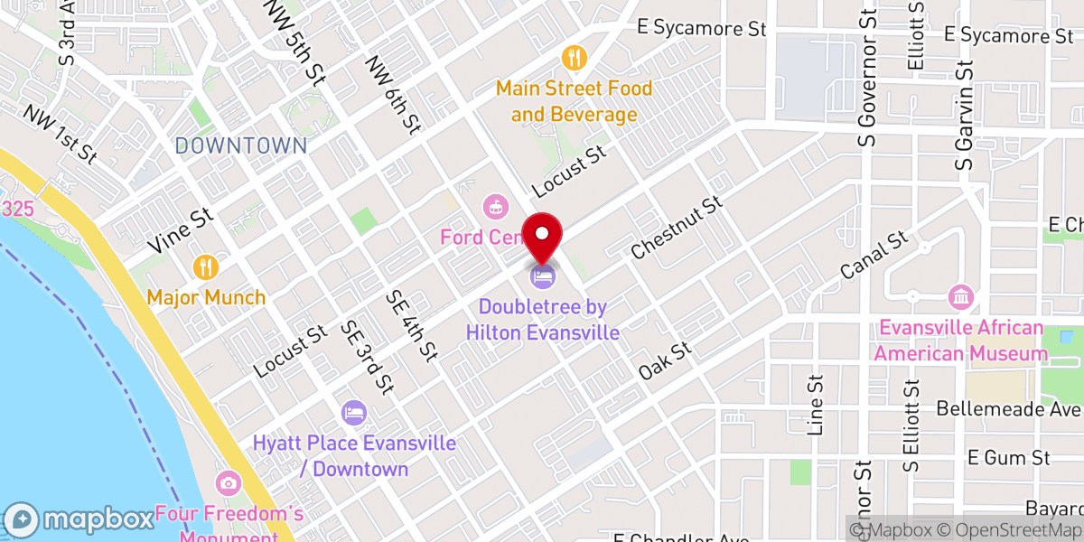 Map showing location of DoubleTree by Hilton Evansville