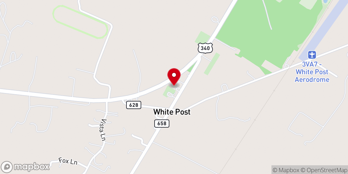 Map showing location of White Post United Methodist Church