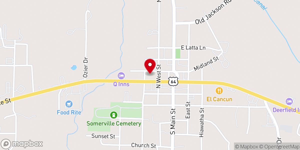 Map showing location of Greater Somerville COGIC Church