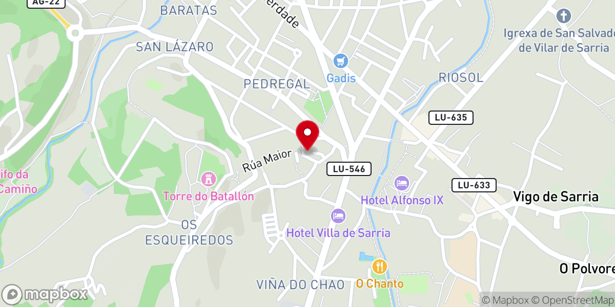 Map showing location of Igresia Parroquial de Santa Mariña