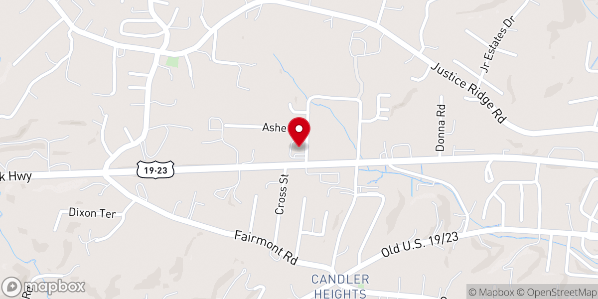 Map showing location of Candler Church