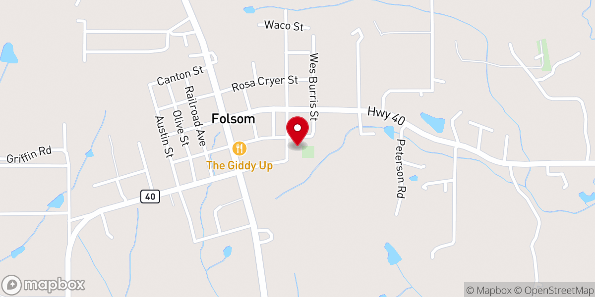 Map showing location of First Baptist Church of Folsom
