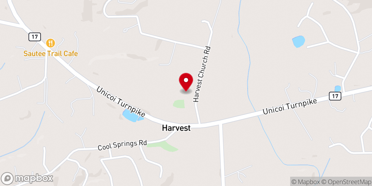 Map showing location of Harvest Christian Church