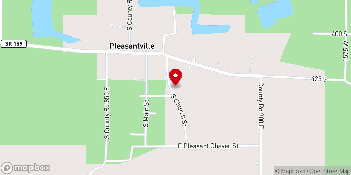 Map showing location of Pleasantville Community Church