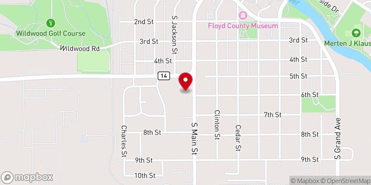 Map showing location of First Christian Church