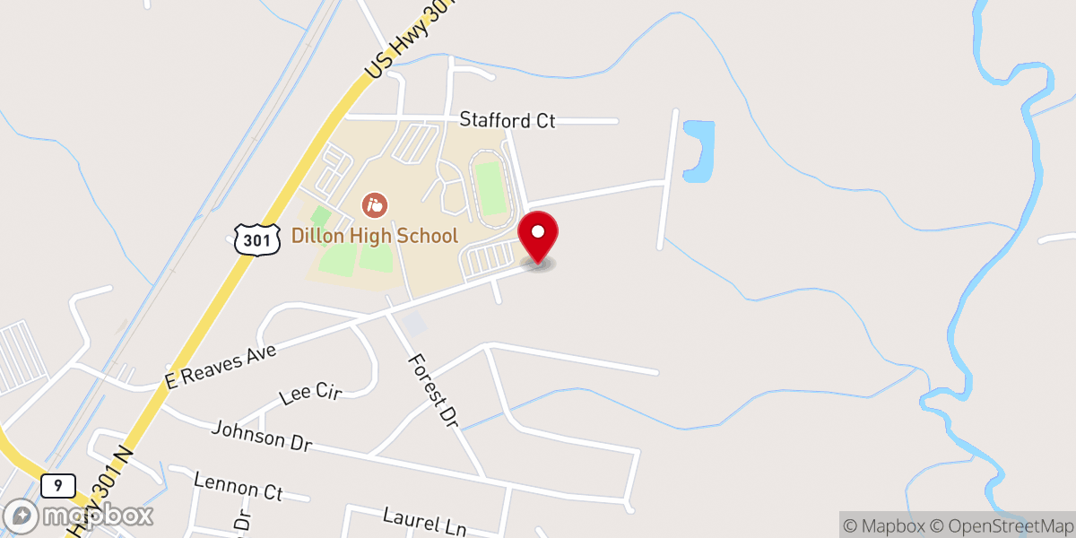 Map showing location of Pee Dee Baptist Association